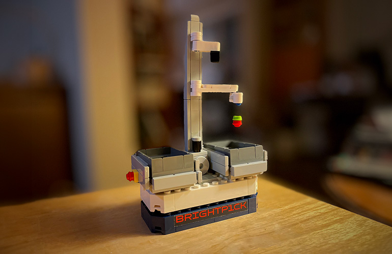 image of a lego model of the brightpick mobile robot.