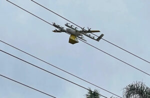 drone in power line