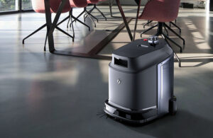 Gausium's Phantas robot is a small commercial cleaning robot that can pass through narrow aisles and under-table areas. | Source: Gausium.