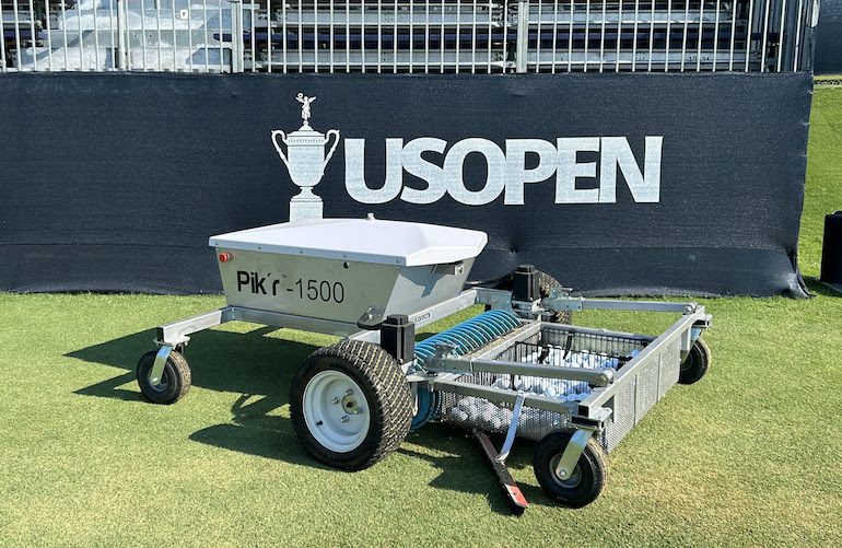 Korechi Pik'r ball-picking robot at US Open Pinehurst.