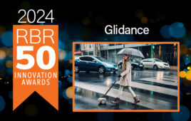 rbr50 banner with a women in a crosswalk using the glidance device.