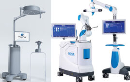 (Left) The THINK Surgical TMINI Miniature Robotic System, and (right) Zimmer Biomet's ROSA Robotics systems. | Source: THINK Surgical, Zimmer Biomet.