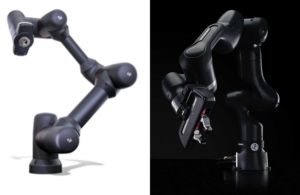 Left, Agile Robots' Yu 5 Industrial collaborative robot. Right, Franka Emika's Production 3 collaborative robot. | Source: Agile Robots, Franka Emika